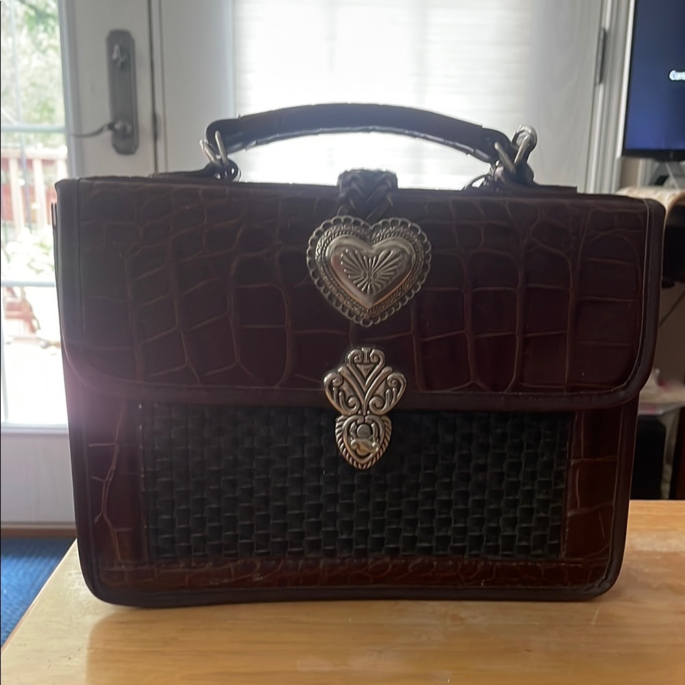 Brighton Brown and Silver Satchel Bag with Structured Design